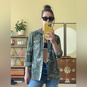 Zara bedazzled camo utility jacket